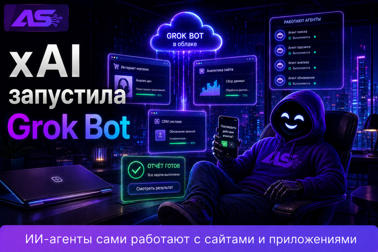 Grok Bot от xAI сам работает с сайтами и приложениями