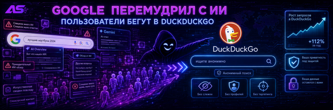 Google перемудрил с ИИ: пользователи бегут на анонимный DuckDuckGo
